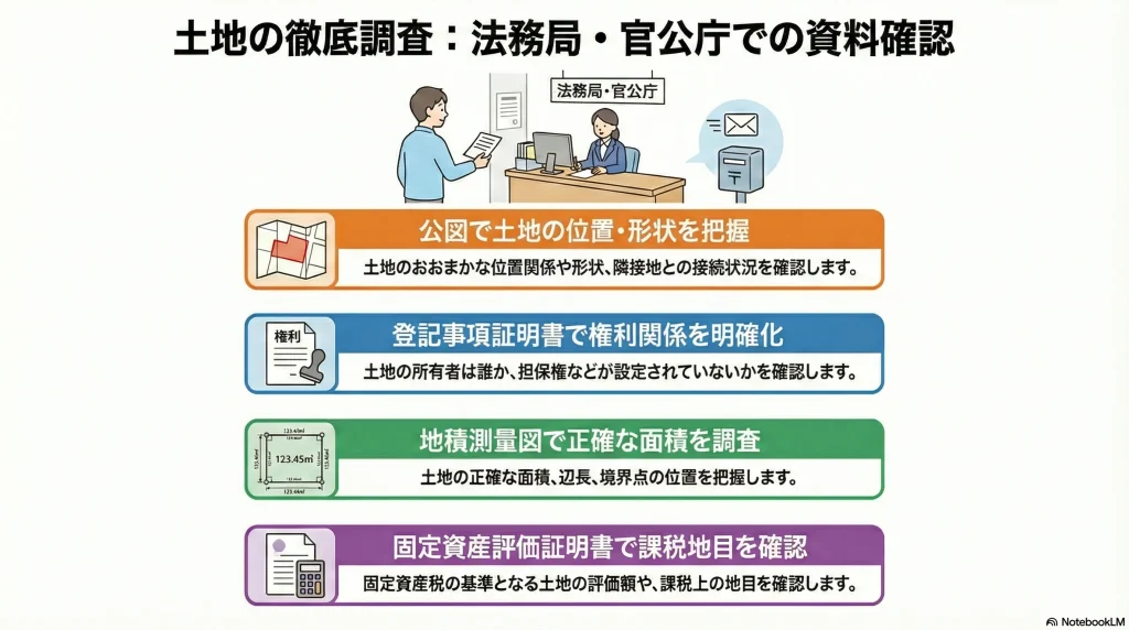 土地の徹底調査：法務局・官公庁での資料確認