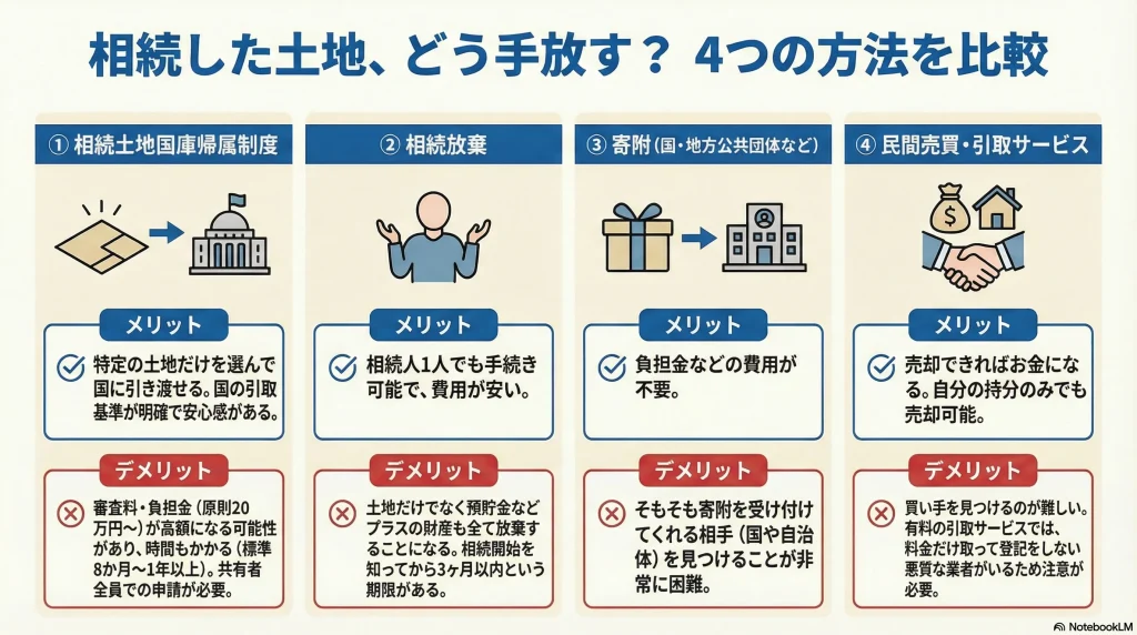 相続した土地、どう手放す? 4つの方法を比較