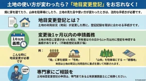 土地の使い方が変わったら？「地目変更登記」をお忘れなく！