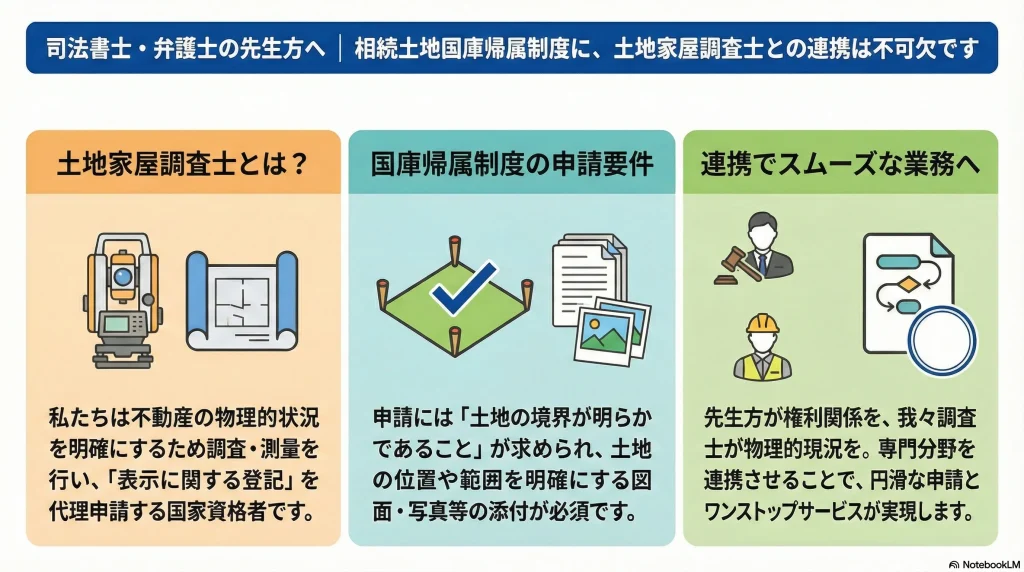 ー司法書士・弁護士の先生方へー相続土地国庫帰属制度に、土地家屋調査士との連携は不可欠です。