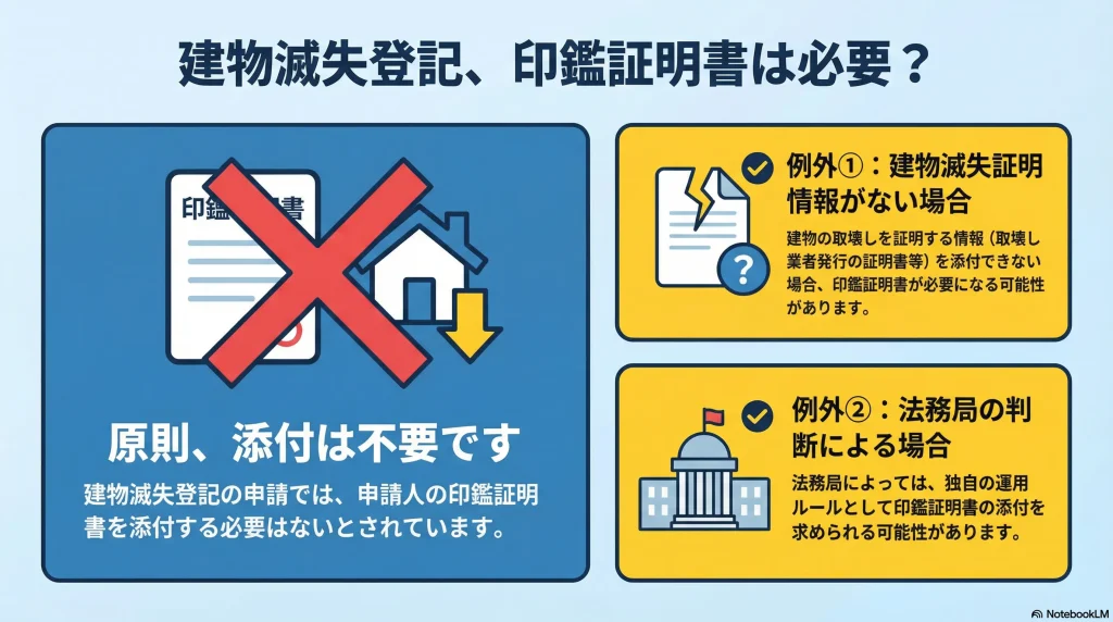 建物滅失登記、印鑑証明書は必要？
