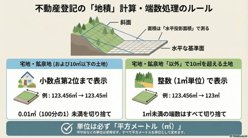 不動産登記の「地積」計算・端数処理のルール