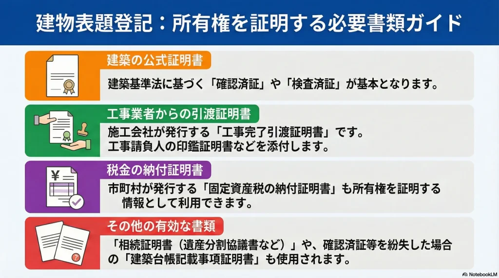 建物表題登記：所有権を証明する必要書類ガイド