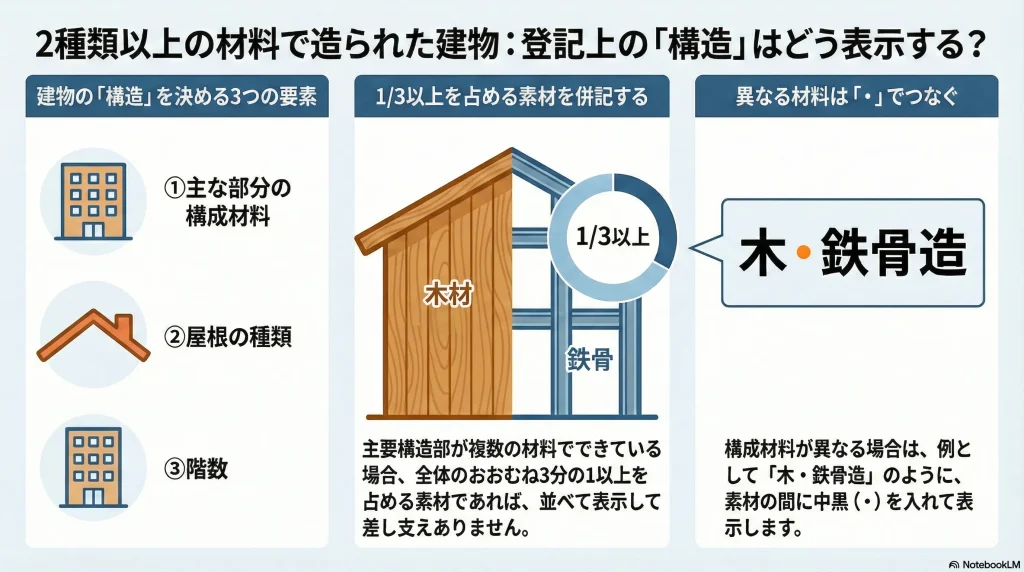 ２種類以上の材料で造られた建物：登記上の「構造」はどう表示する？