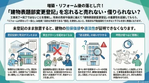増築・リフォーム後の落とし穴！「建物表題部変更登記」を忘れると売れない・借りられない？