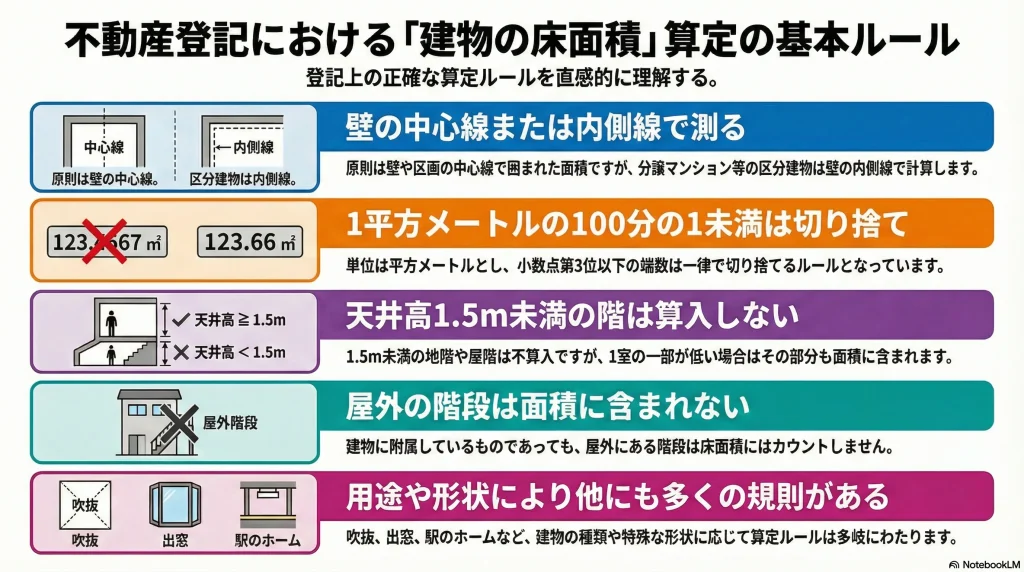 不動産登記における「建物の床面積」算定の基本ルール