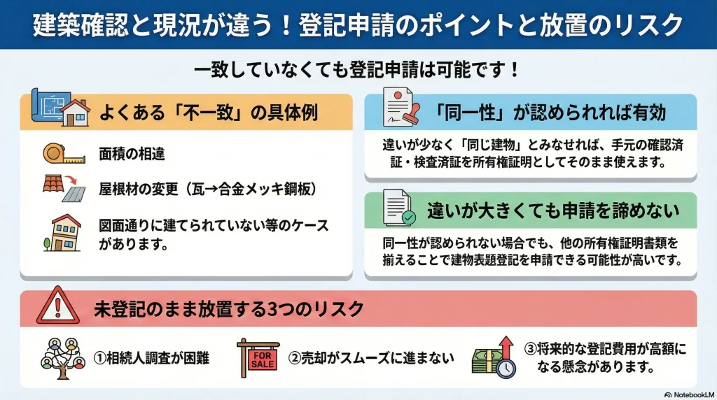 建築確認と現況が違う！登記申請のポイントと放置のリスク