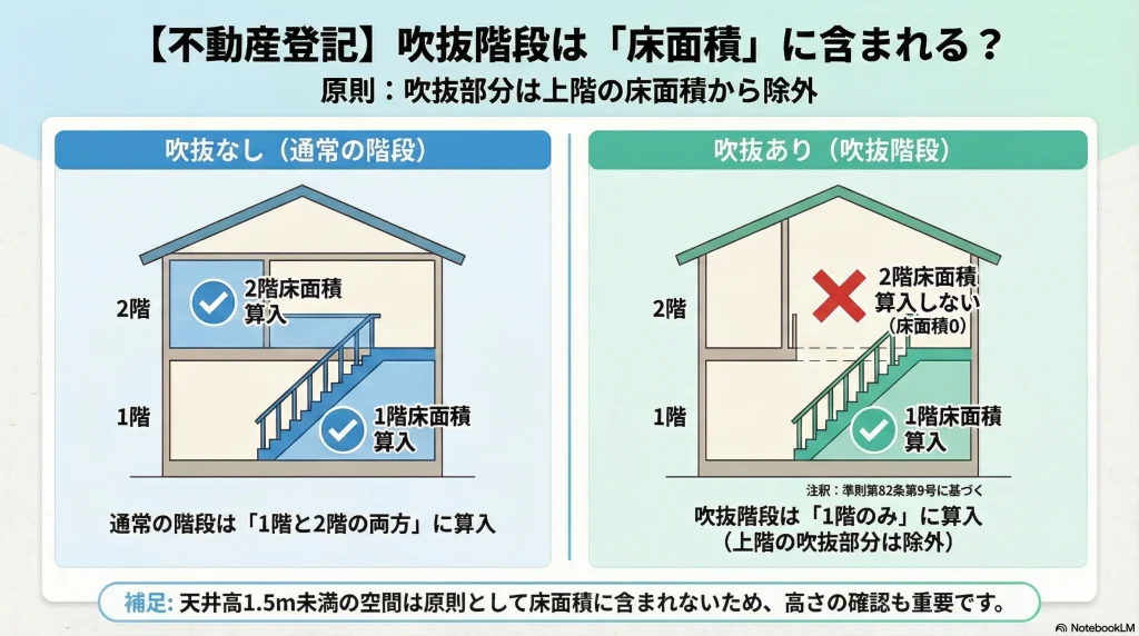 【不動産登記】吹抜階段は「床面積」に含まれる?