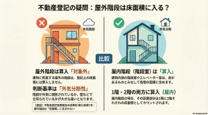不動産登記の疑問：屋外階段は床面積に入る？